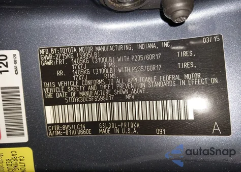 2015 Toyota Sienna Xle Premium 8 Passenger from USA, damaged, VIN 5TDYK3DC5FS599017